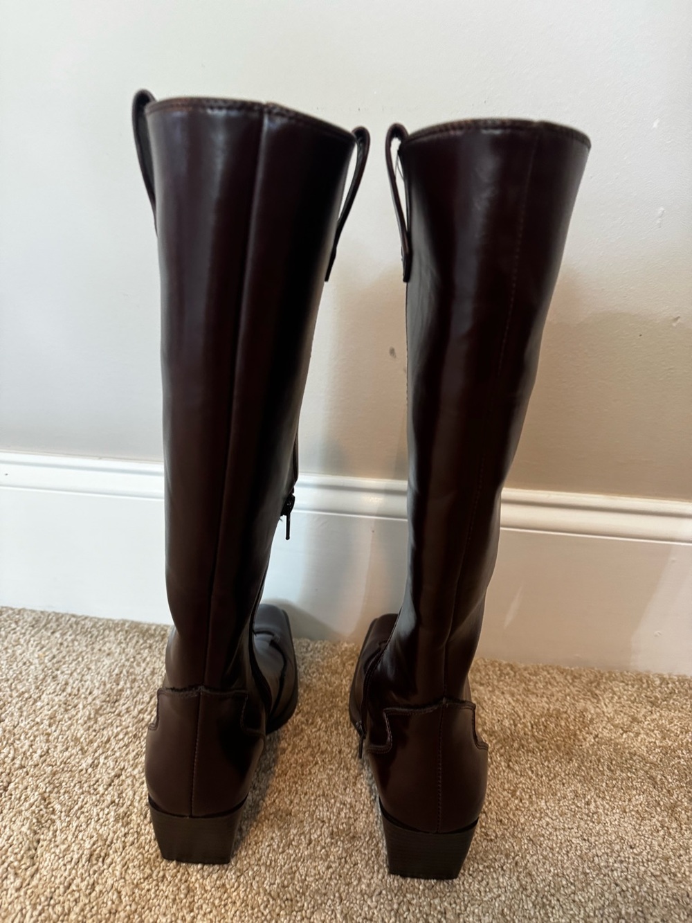 Primark Burgundy Tall Western Cowboy Boots Size 6 View 2